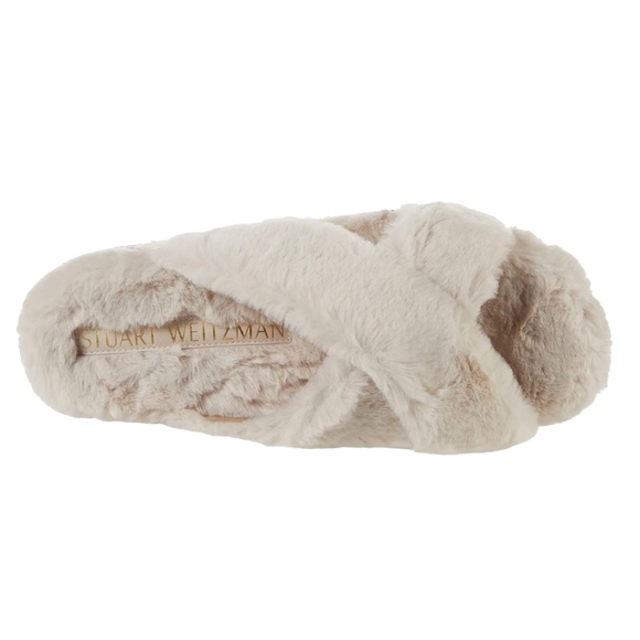 Stuart Weitzman Faux Fur Platform Slide Sandal Cream SZ 9 - Picture 12 of 13